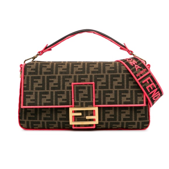 FENDI  Large Zucca Fluo Trim Baguette Bag  Authentic Retail 4500$ - Picture 4 of 12